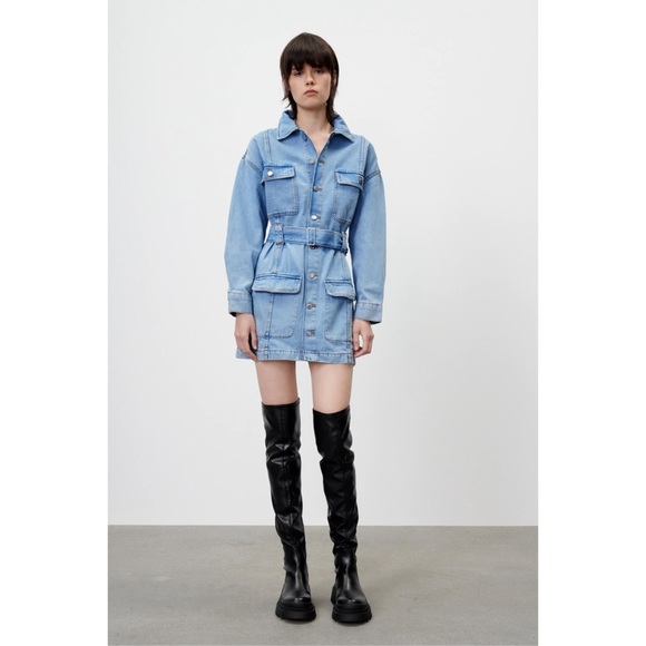 Zara | Dresses | Nwt Zara Belted Denim Dress | Poshmark